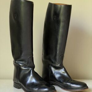 Vintage Womens Black Leather Knee Boots Size 10 - Made in Europe